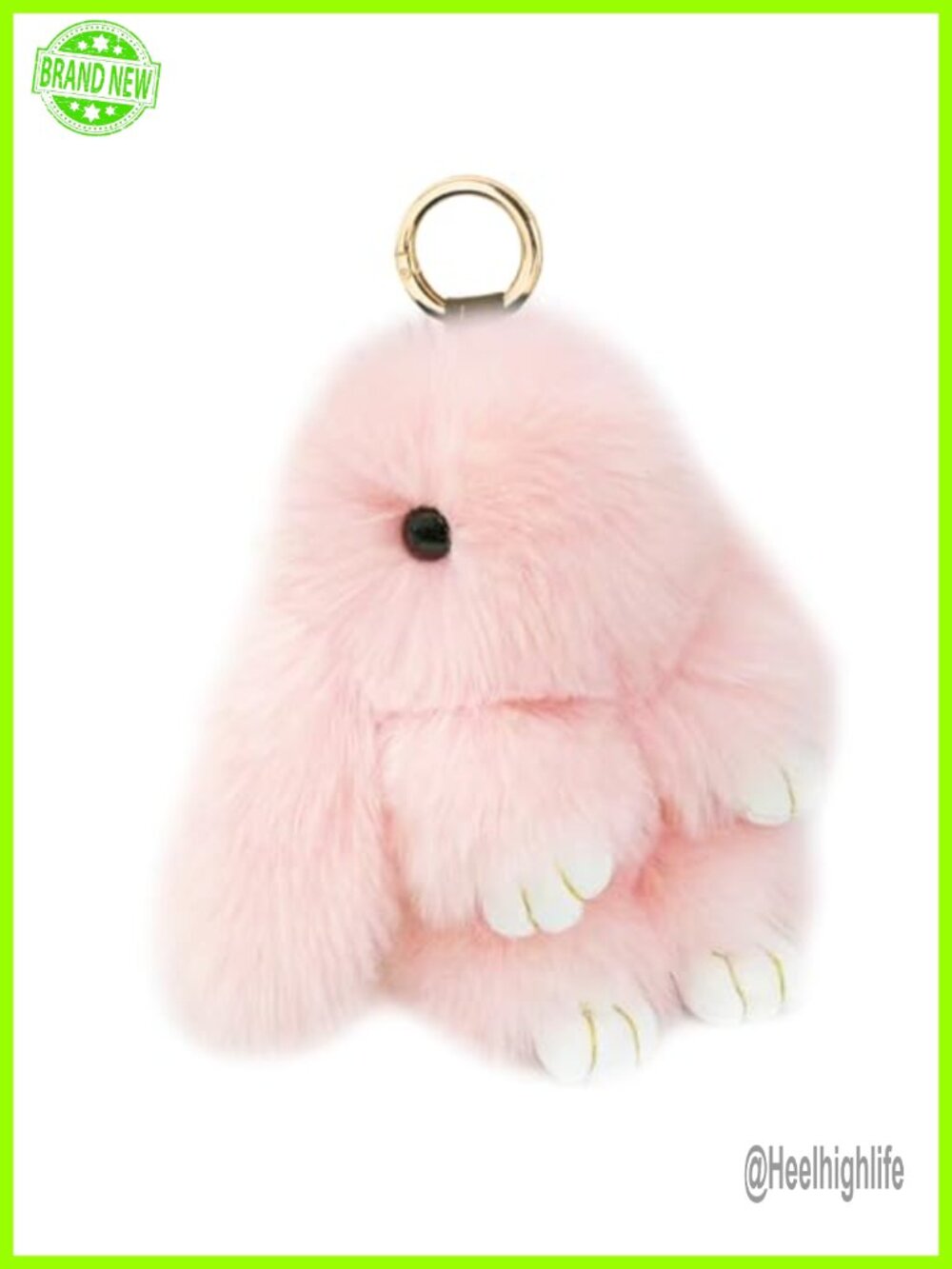 Fluffy Faux Fur Rabbit Pom Pom Keychain Alloy Keyring Bag Charm